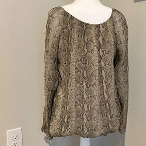 G. Ricceri Grey Snake Print Silk Blouse Made in Italy Sz L